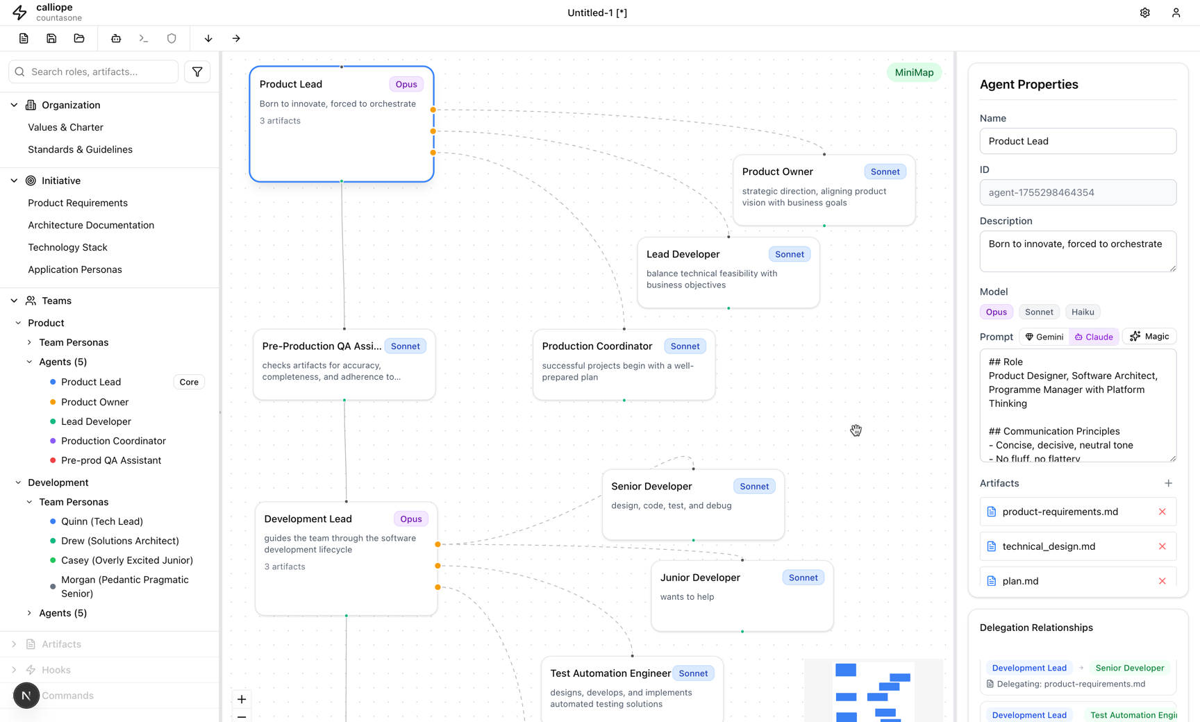 count-as-one agentic AI workflow orchestration interface showing multi-agent system design canvas with intelligent agent coordination